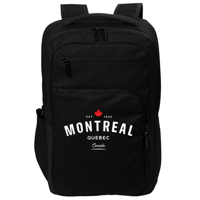 Montreal Quebec QC Vintage Retro Canada Maple Leaf Impact Tech Backpack