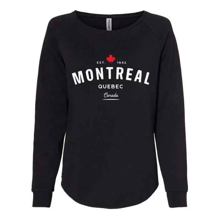 Montreal Quebec QC Vintage Retro Canada Maple Leaf Womens California Wash Sweatshirt