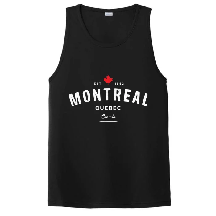 Montreal Quebec QC Vintage Retro Canada Maple Leaf Performance Tank