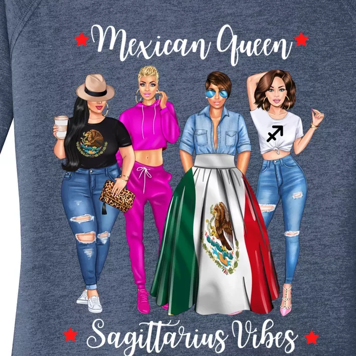 Mexican Queen Sagittarius Vibes Mexico Zodiac Astrology Gift Women's Perfect Tri Tunic Long Sleeve Shirt