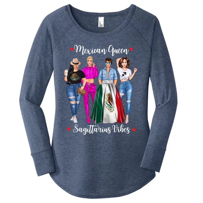 Mexican Queen Sagittarius Vibes Mexico Zodiac Astrology Gift Women's Perfect Tri Tunic Long Sleeve Shirt