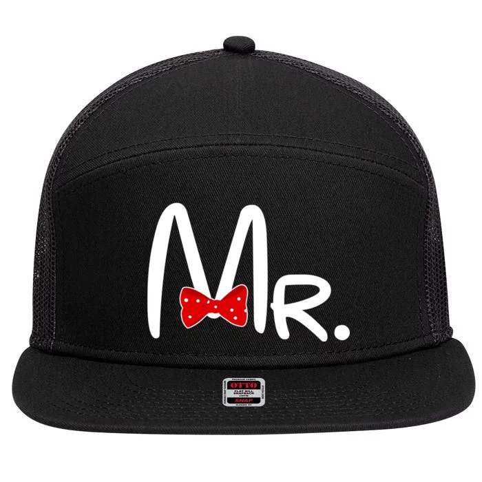 Mr. Bow Tie Cute Matching Couples 7 Panel Mesh Trucker Snapback Hat