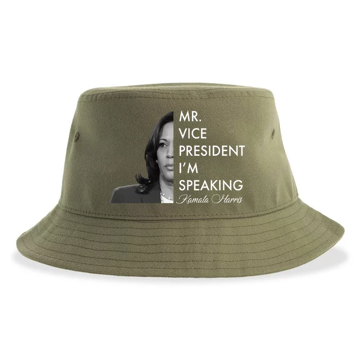 Mr Vice President I'm Speaking Kamala Harris Portrait Sustainable Bucket Hat