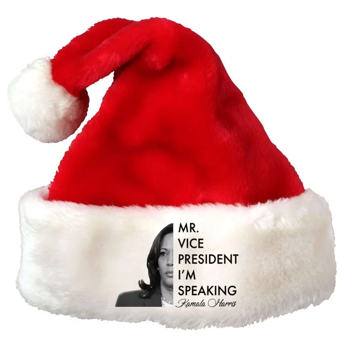 Mr Vice President I'm Speaking Kamala Harris Portrait Premium Christmas Santa Hat