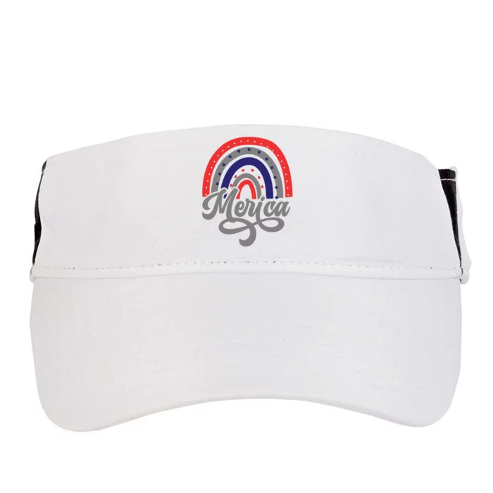 Merica Rainbow 4th Of July Patriotic Funny Adult Drive Performance Visor