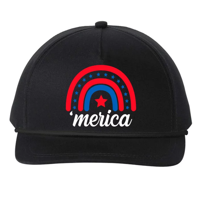 Merica Rainbow 4th Of July Celebration Snapback Five-Panel Rope Hat