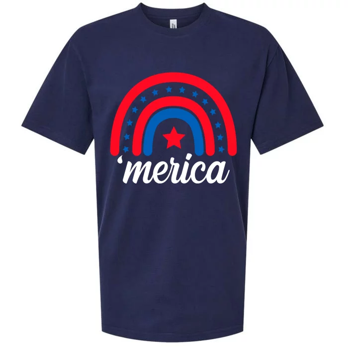 Merica Rainbow 4th Of July Celebration Sueded Cloud Jersey T-Shirt