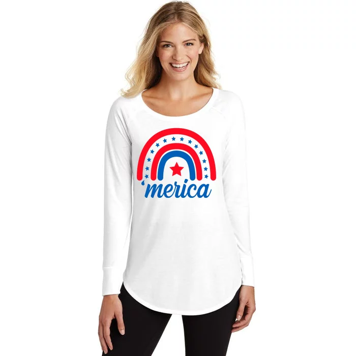 Merica Rainbow 4th Of July Celebration Women's Perfect Tri Tunic Long Sleeve Shirt