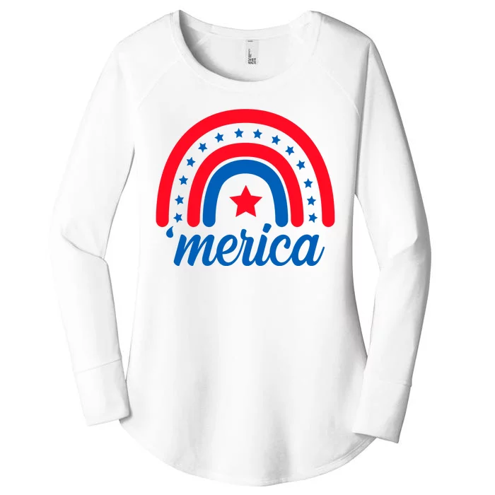 Merica Rainbow 4th Of July Celebration Women's Perfect Tri Tunic Long Sleeve Shirt