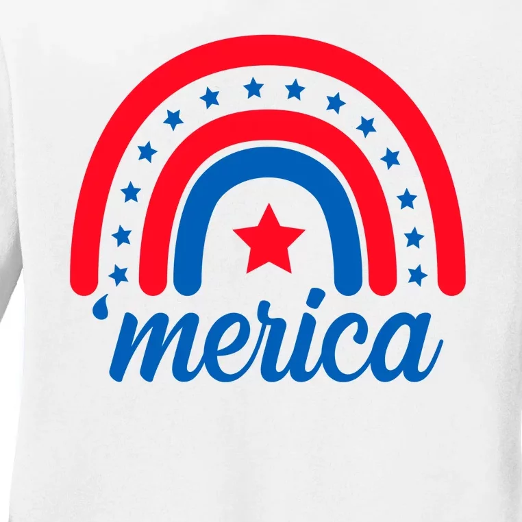 Merica Rainbow 4th Of July Celebration Ladies Long Sleeve Shirt