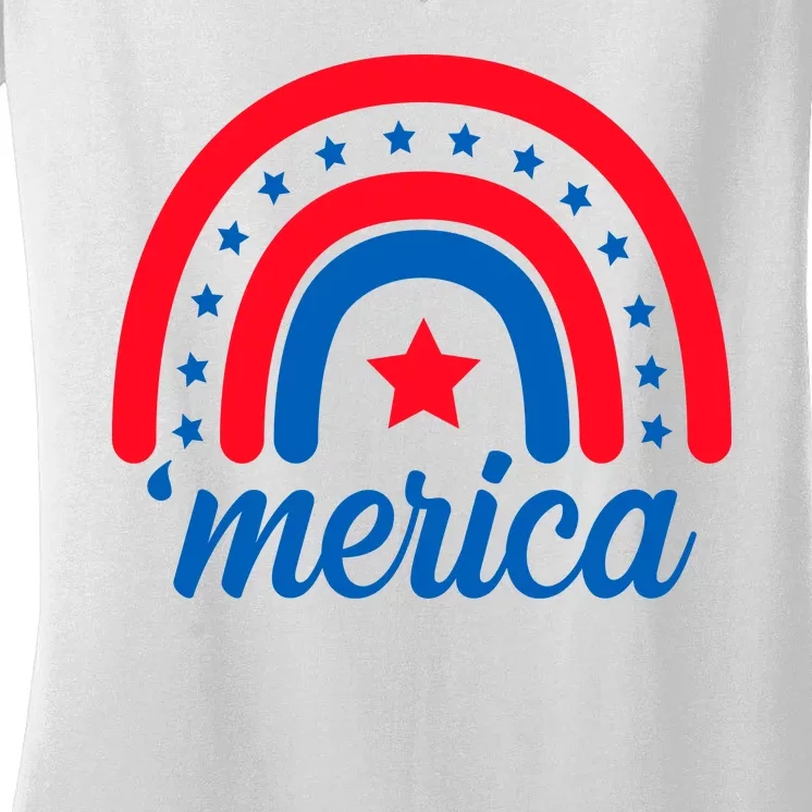 Merica Rainbow 4th Of July Celebration Women's V-Neck T-Shirt