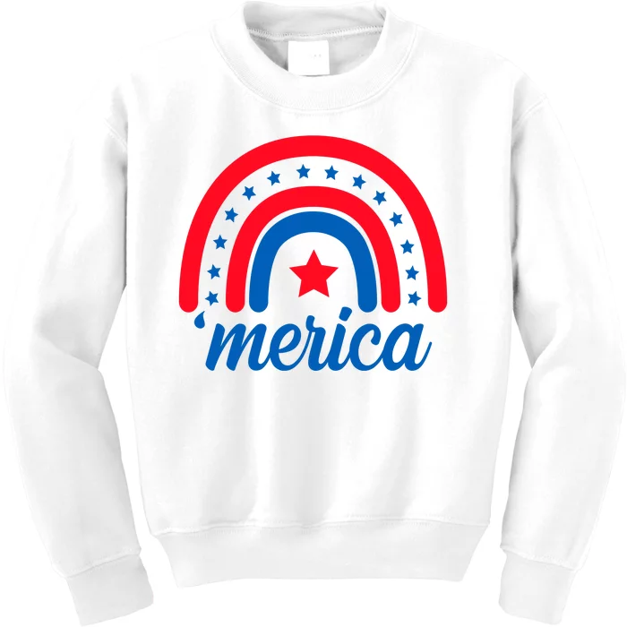 Merica Rainbow 4th Of July Celebration Kids Sweatshirt