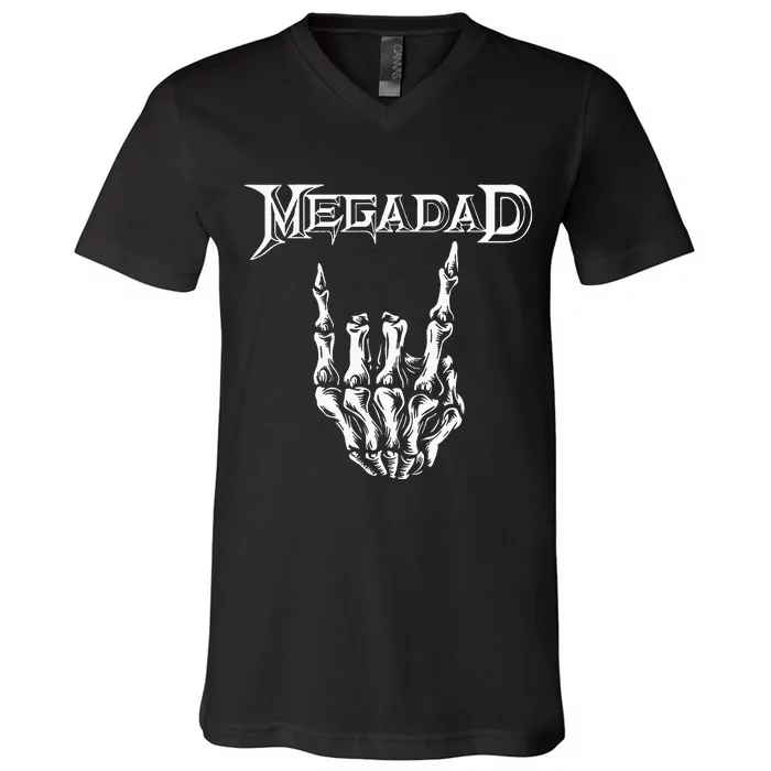 Megadad Retro 90s Hard Rock Band Heavy Metal V-Neck T-Shirt