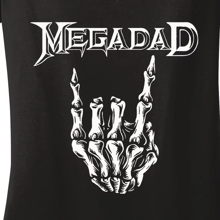 Megadad Retro 90s Hard Rock Band Heavy Metal Women's V-Neck T-Shirt