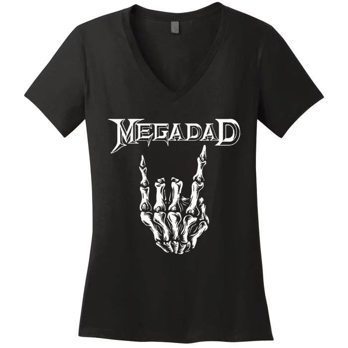 Megadad Retro 90s Hard Rock Band Heavy Metal Women's V-Neck T-Shirt