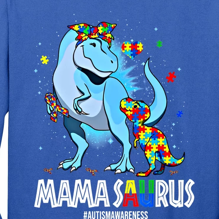 Mamasaurus Rex Autism Awareness Autistic MotherS Day Funny Gift Tall Long Sleeve T-Shirt