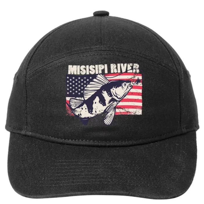 Mississippi river American Flag Patriotic fishing therapy 7-Panel Snapback Hat