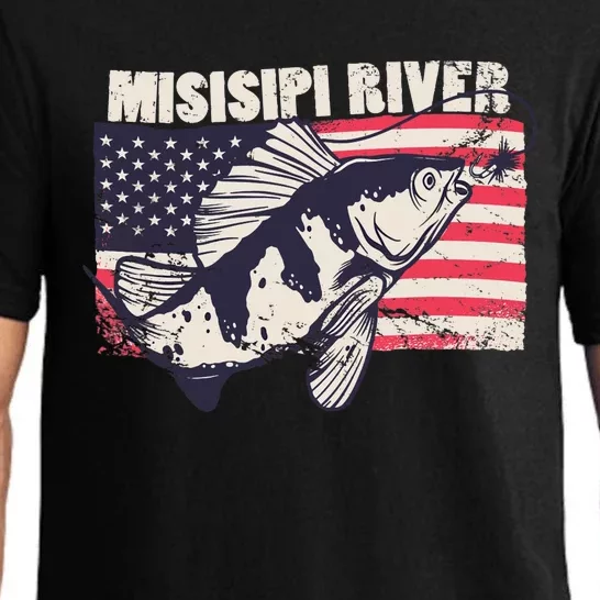 Mississippi river American Flag Patriotic fishing therapy Pajama Set