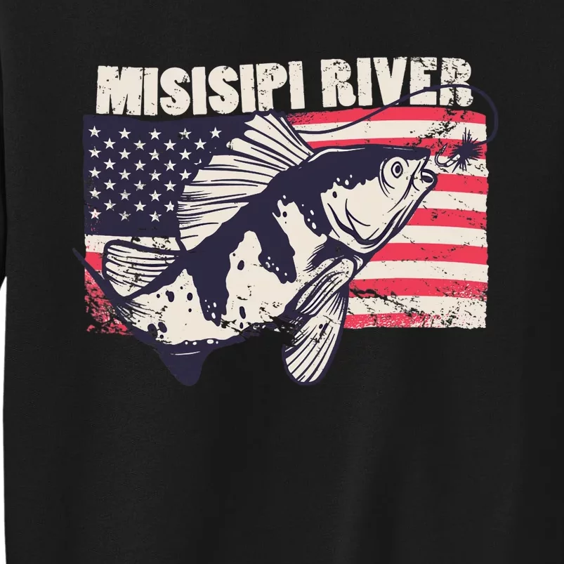 Mississippi river American Flag Patriotic fishing therapy Tall Sweatshirt