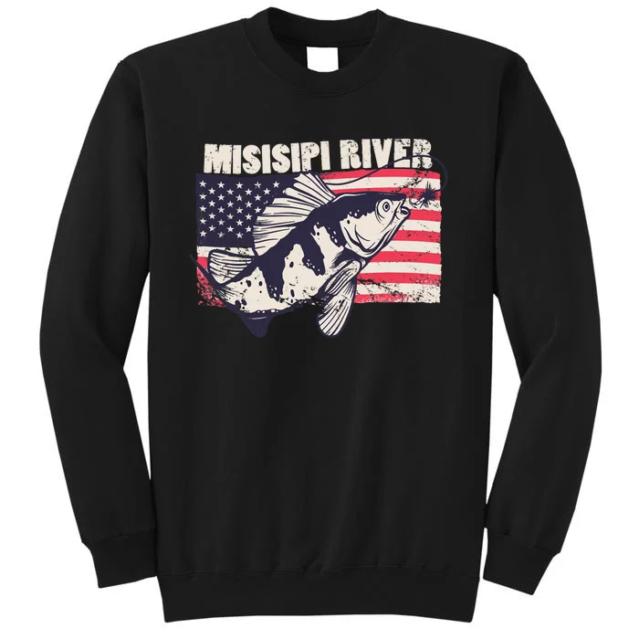 Mississippi river American Flag Patriotic fishing therapy Tall Sweatshirt