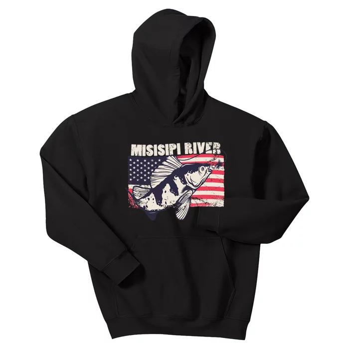 Mississippi river American Flag Patriotic fishing therapy Kids Hoodie