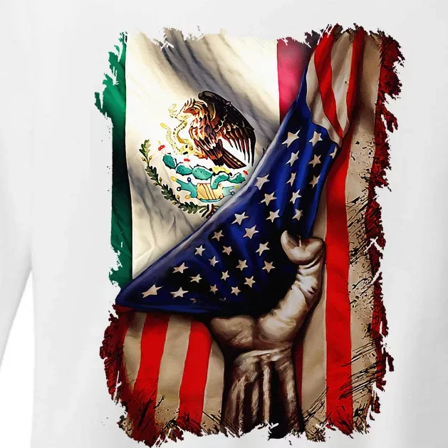 Mexican Roots American Mexican Flag Mexico Is Calling Womens CVC Long Sleeve Shirt