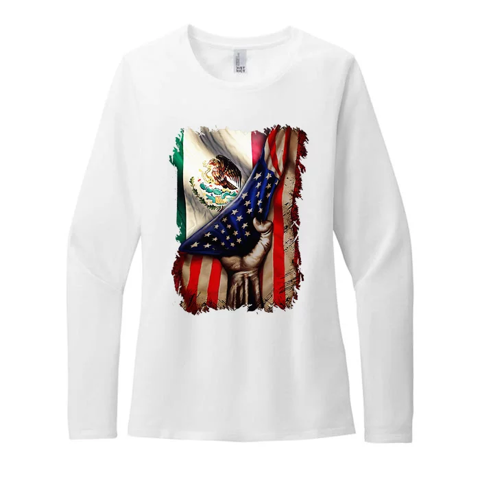 Mexican Roots American Mexican Flag Mexico Is Calling Womens CVC Long Sleeve Shirt