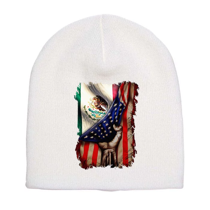 Mexican Roots American Mexican Flag Mexico Is Calling Short Acrylic Beanie