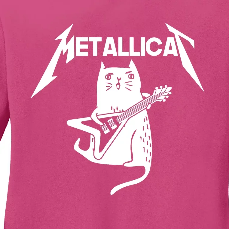 Metallicat Rock Band Guitar Ladies Long Sleeve Shirt