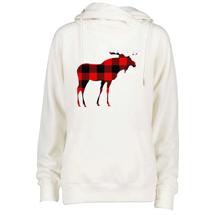 Moose Red Buffalo Plaid Deer Elk Matching Pj Family Gift Womens Funnel Neck Pullover Hood