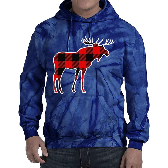 Moose Red Buffalo Plaid Deer Elk Matching Pj Family Gift Tie Dye Hoodie