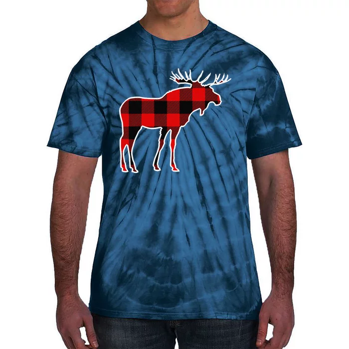 Moose Red Buffalo Plaid Deer Elk Matching Pj Family Gift Tie-Dye T-Shirt