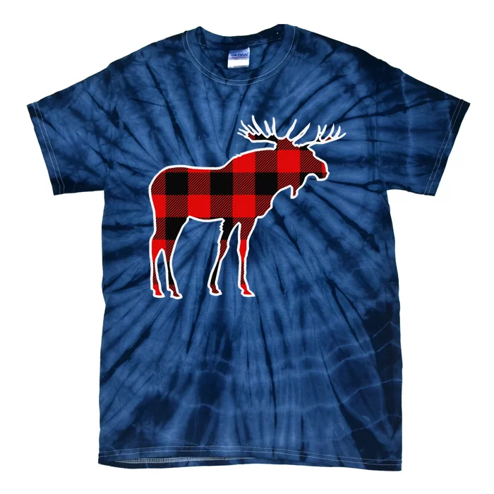 Moose Red Buffalo Plaid Deer Elk Matching Pj Family Gift Tie-Dye T-Shirt