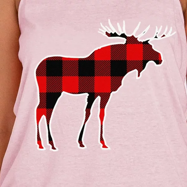 Moose Red Buffalo Plaid Deer Elk Matching Pj Family Gift Women's Knotted Racerback Tank