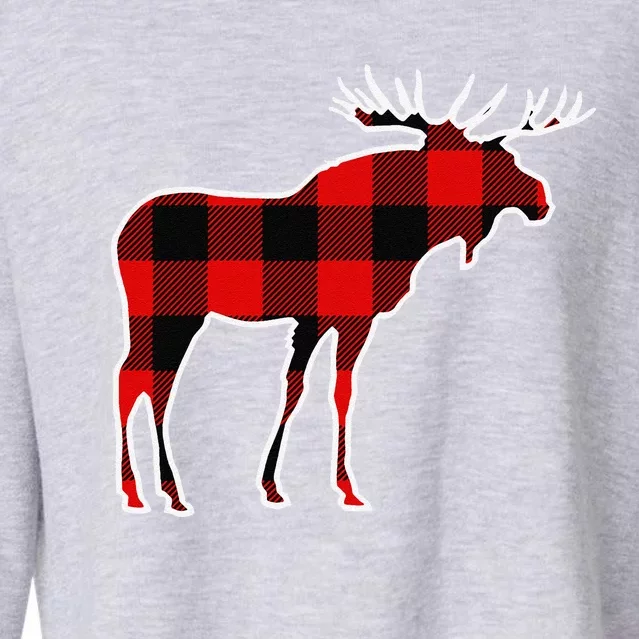 Moose Red Buffalo Plaid Deer Elk Matching Pj Family Gift Cropped Pullover Crew