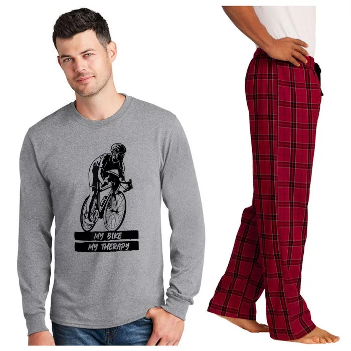 My Road Bike Is My Therapy Bike Riding Cyclist Cycling Long Sleeve Pajama Set