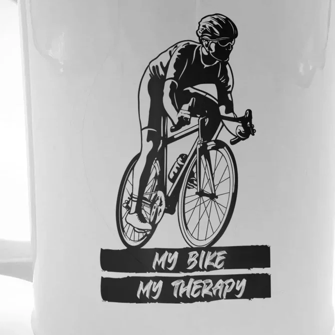 My Road Bike Is My Therapy Bike Riding Cyclist Cycling Front & Back Beer Stein