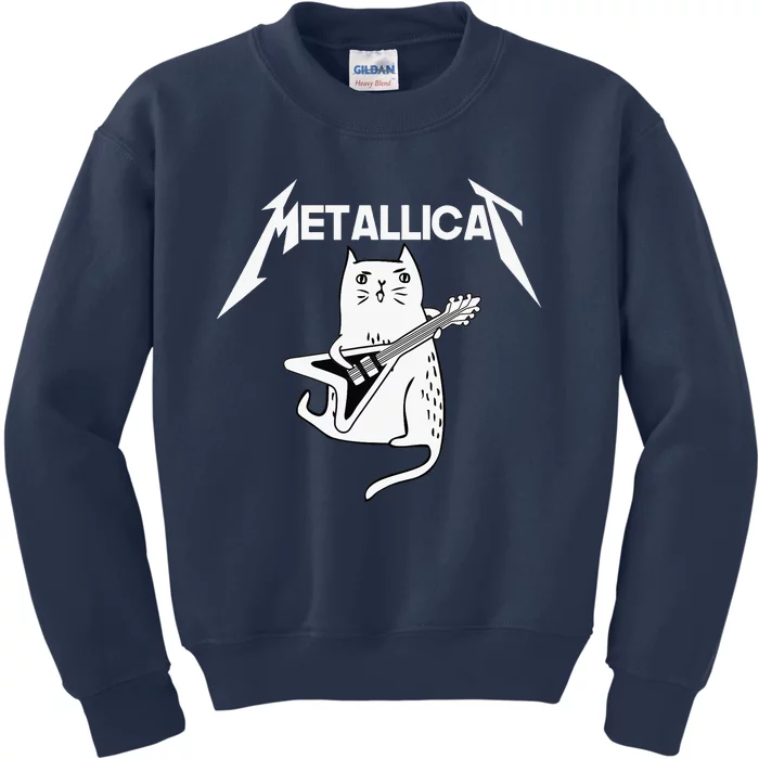 Mettalicat Rock Band Guitar Funny Christmas Kids Sweatshirt