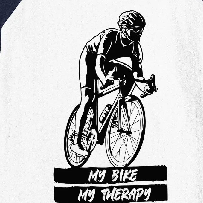 My Road Bike is my Therapy Bike Riding Cyclist Cycling Baseball Sleeve Shirt