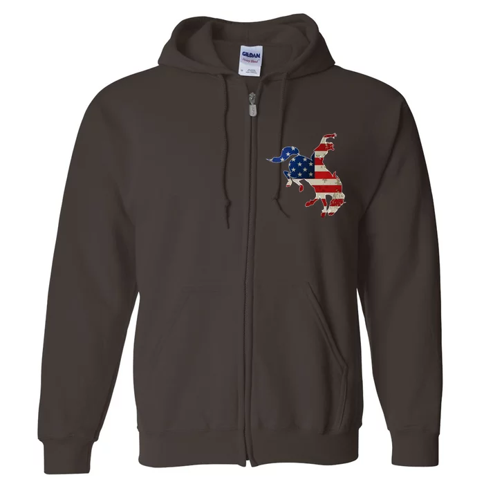 Man Riding Bucking In Rodeo Full Zip Hoodie