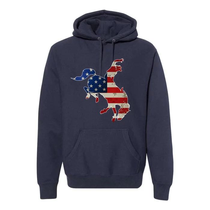 Man Riding Bucking In Rodeo Premium Hoodie