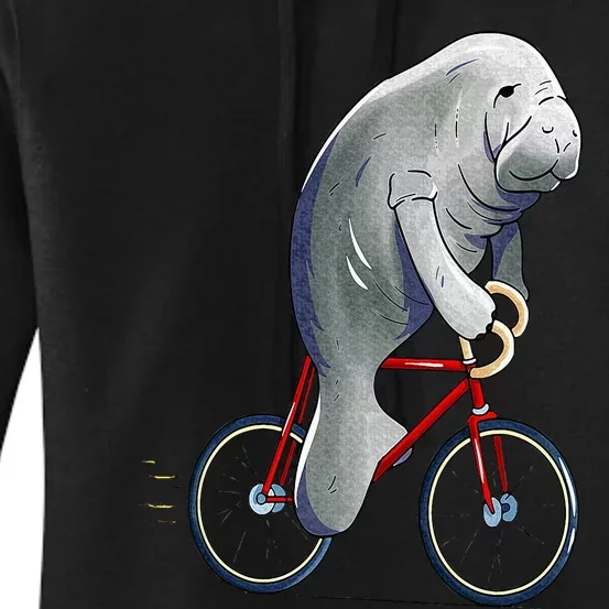 Manatee Riding Bicycle Cute Biker Cyclist Women's Pullover Hoodie