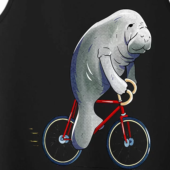 Manatee Riding Bicycle Cute Biker Cyclist Performance Tank