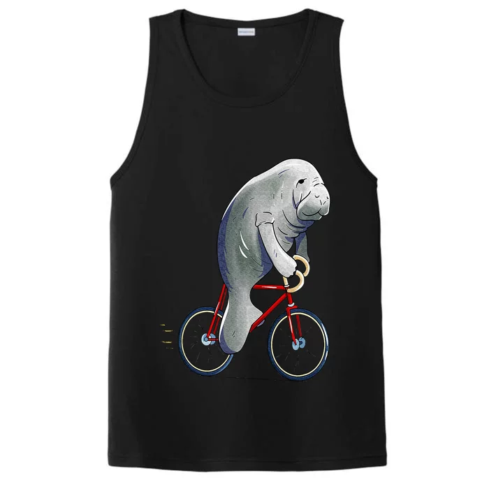 Manatee Riding Bicycle Cute Biker Cyclist Performance Tank