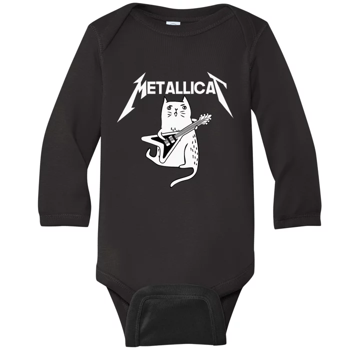 Mettalicat Rock Band Guitar Funny Christmas Gift Baby Long Sleeve Bodysuit