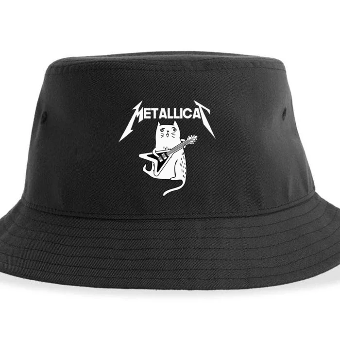 Mettalicat Rock Band Guitar Funny Christmas Gifts Sustainable Bucket Hat