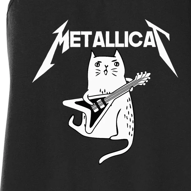 Mettalicat Rock Band Guitar Funny Christmas Gifts Women's Racerback Tank