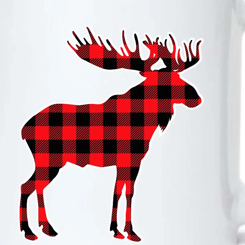 Moose Red Buffalo Plaid Matching Pajama Family Gift Black Color Changing Mug