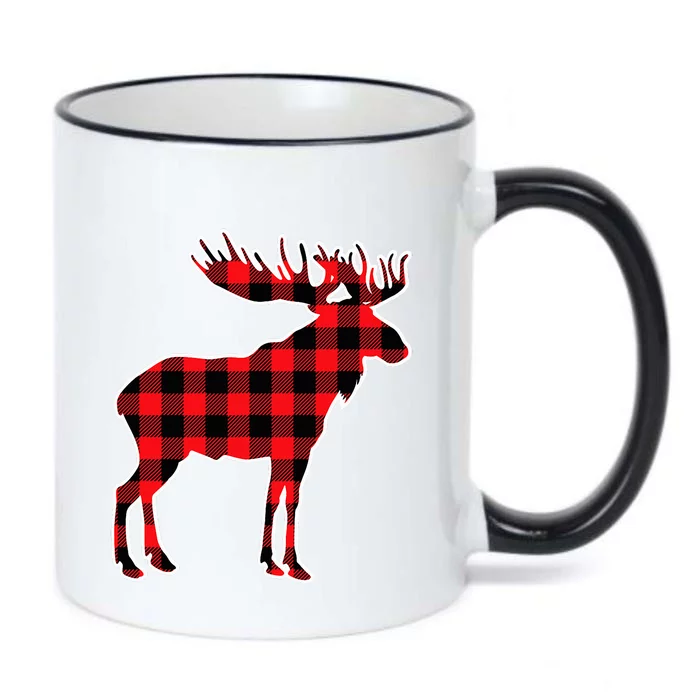 Moose Red Buffalo Plaid Matching Pajama Family Gift Black Color Changing Mug