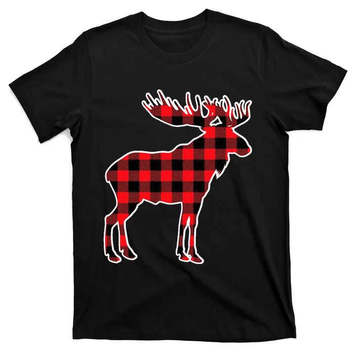 Moose Red Buffalo Plaid Matching Pajama Family Gift T-Shirt